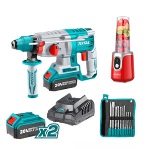 Bộ combo máy xay sinh tố KMJB022R dùng pin, máy khoan động lực TRHLI202287 pin 20V và bộ 8 mũi khoan bê tông TACSD19101 TOTAL TOSLI23061