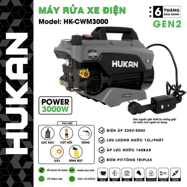 Máy Rửa Xe Điện 220V Hukan HK-CWM3000 Có Chỉnh Áp – Chống Giật