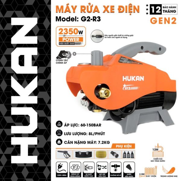 Máy rửa xe dùng điện có chỉnh áp (GEN 2) G2-R3
