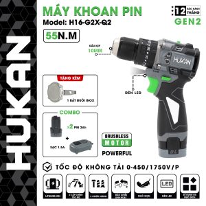 Máy khoan Pin 10mm ( Có khóa trục ) Gen 2 H16-G2X-Q2 Màu Xanh lá
