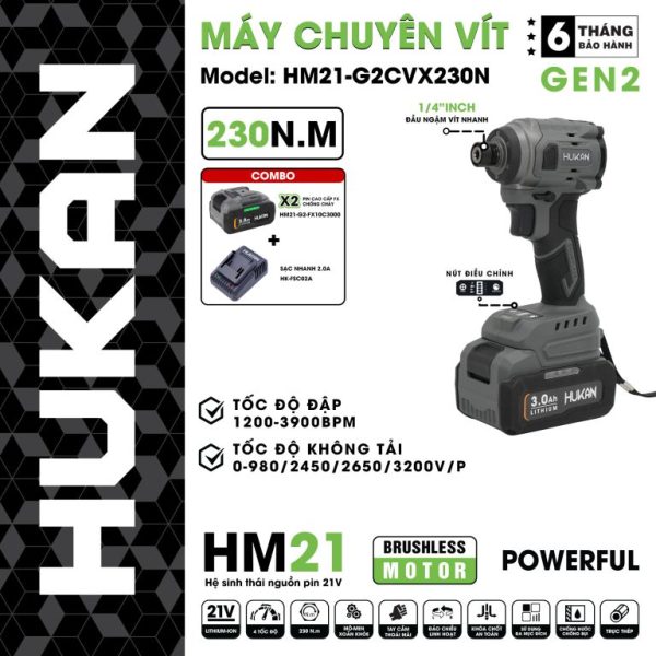 Máy chuyên vít Hukan HM21-G2CVX230N