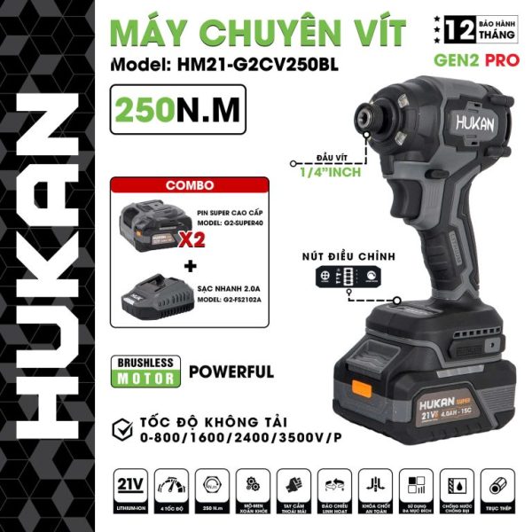 Máy Chuyên Vít Hukan HM21-G2CV250BL