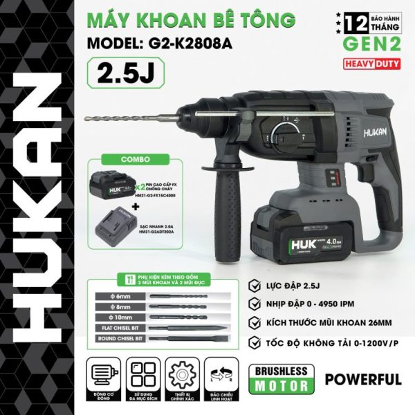 Máy khoan bê tông dùng pin G2-K2808A
