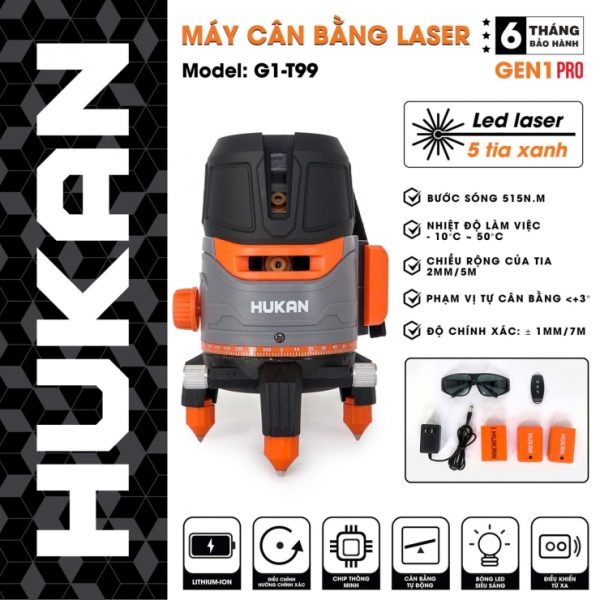 Máy cân bằng Laser 5 tia xanh Hukan G1-T99