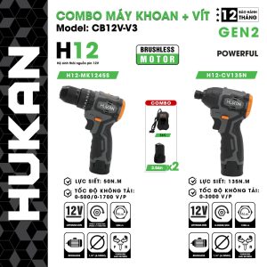 Combo Máy Khoan + Máy Bắn Vít 12V Hukan Gen2 (GEN2) CB12V-V3