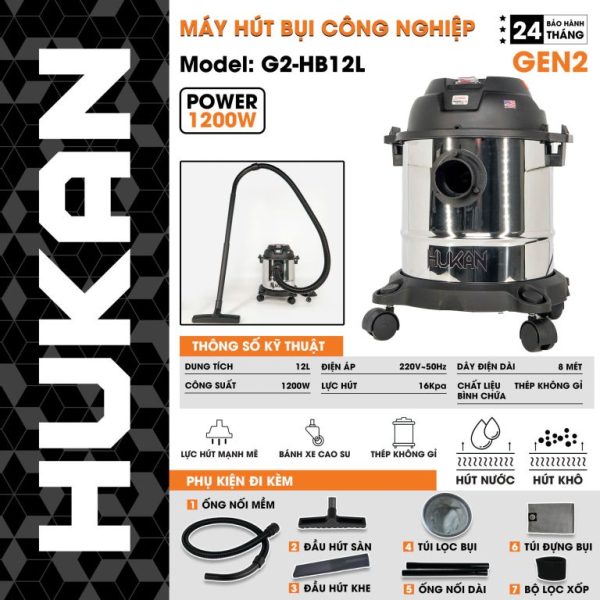 Máy hút – thổi bụi dùng điện 12 lít G2-HB12L