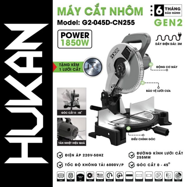 Máy Cắt Nhôm Dùng Lưỡi 255mm G2-045D-CN255