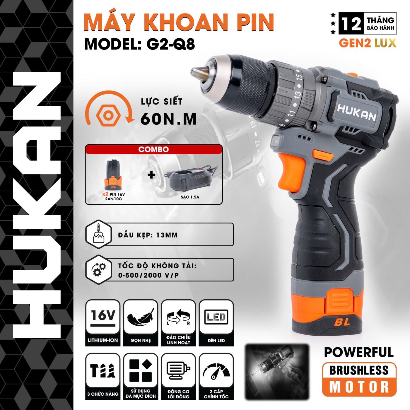MÁY KHOAN PIN 13MM (GEN2 LUX) G2-Q8