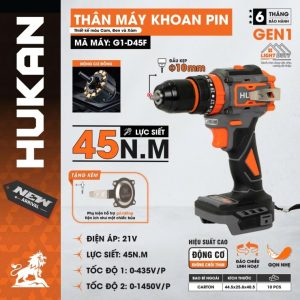 Máy khoan pin 45Nm Hukan G1-D45F Brushless ( Chưa Pin & Sạc )