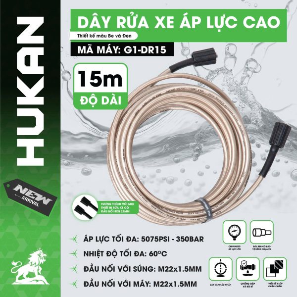 Dây rửa xe áp lực cao 15m (GEN 1) G1-DR15