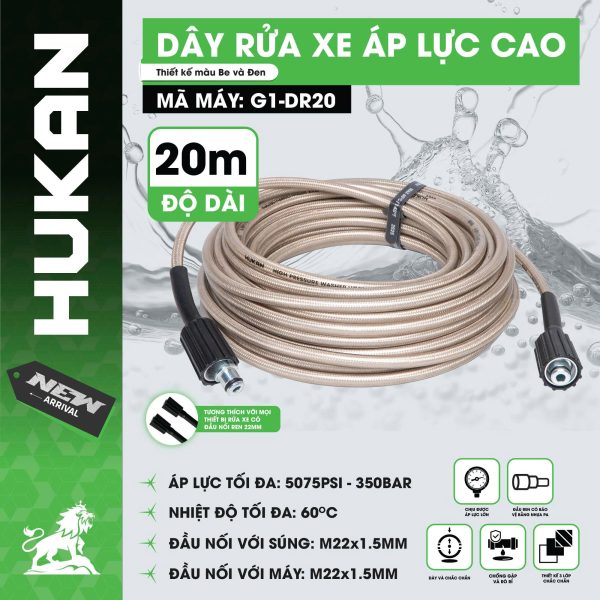 ây rửa xe áp lực cao 20m (GEN 1) G1-DR20