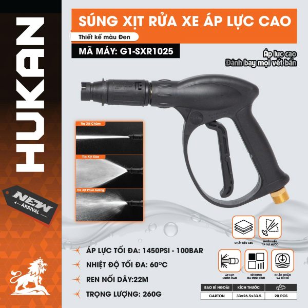 Súng xịt rửa xe áp lực cao (GEN 1) G1-SXR1025