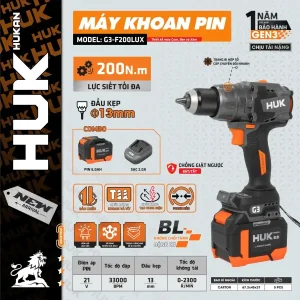Máy khoan pin HUK (GEN 3) G3-F200LUX