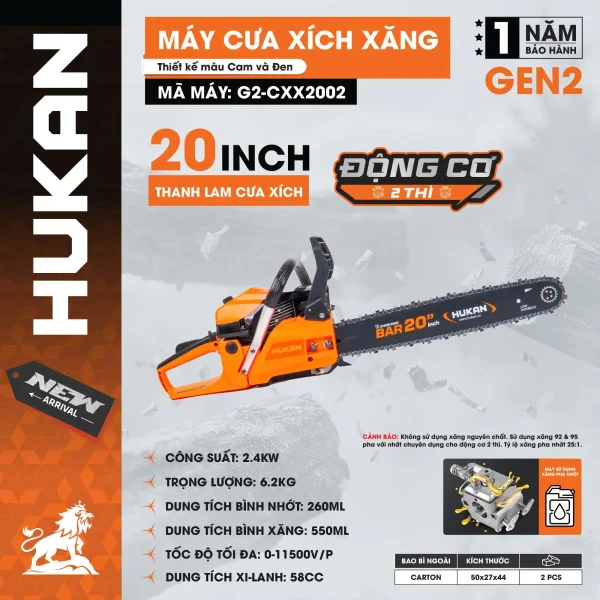 Máy cưa xích xăng G2-CXX2002 – Lam xích 20INCH