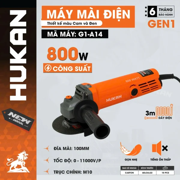 Máy mài điện (GEN 1) G1-A14 Cam Đen