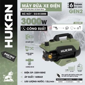 Máy Rửa Xe Điện 220V HUKAN G2-RX3000| Công Suất 3000W – Có Chỉnh Áp – Chống Giật